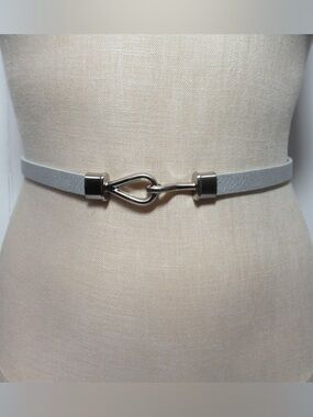 J. Jill Silver Leather Loop & Hook Buckle Adjustable Skinny Belt